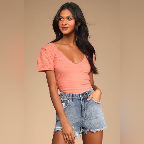 Free People Tops - NWT - We the Free - Free People Sugar Cube Tee up n Burnt Coral - Size small